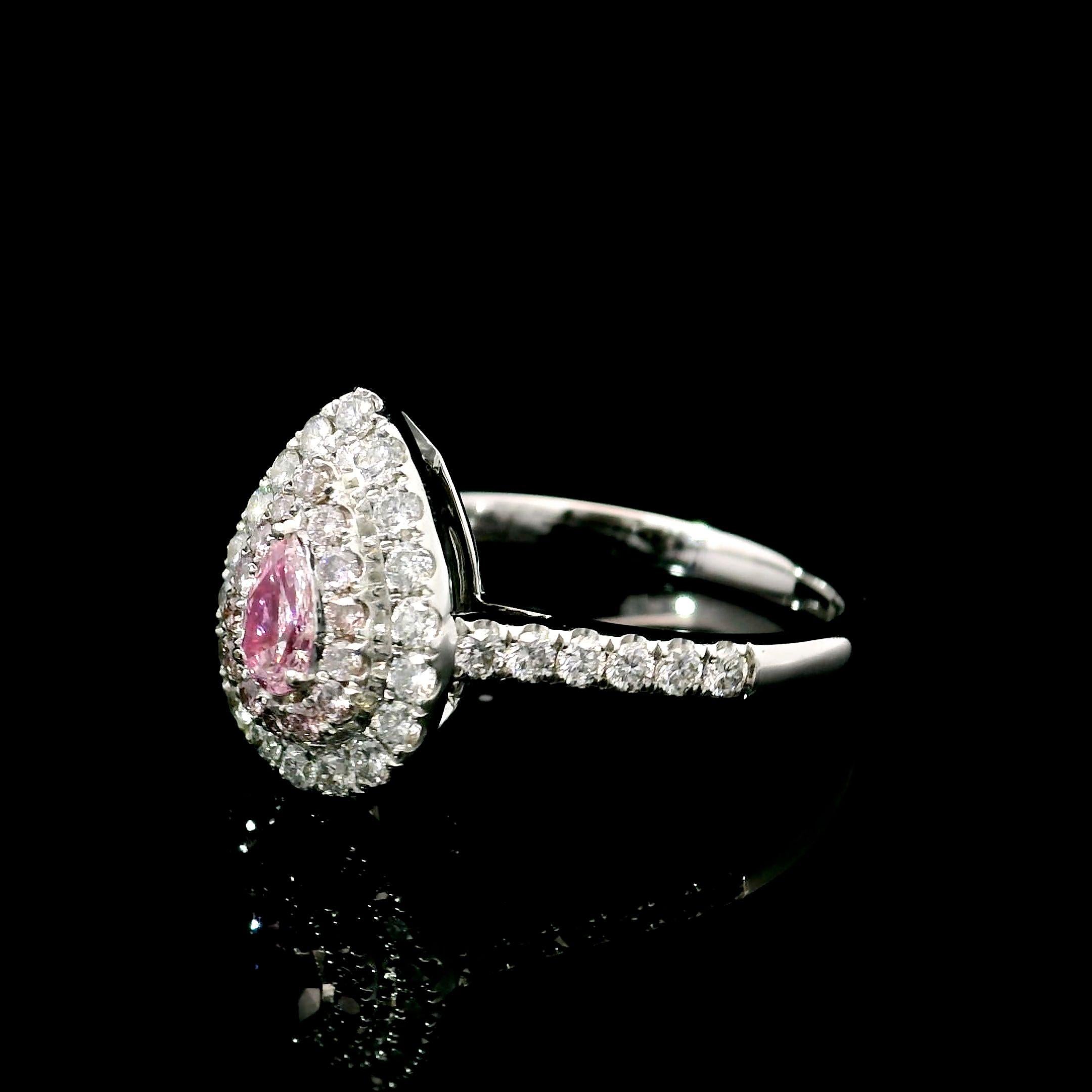 AGL Certified 0.19 Carat Fancy Pink VS Clarity Diamond Ring In New Condition For Sale In บางรัก, TH