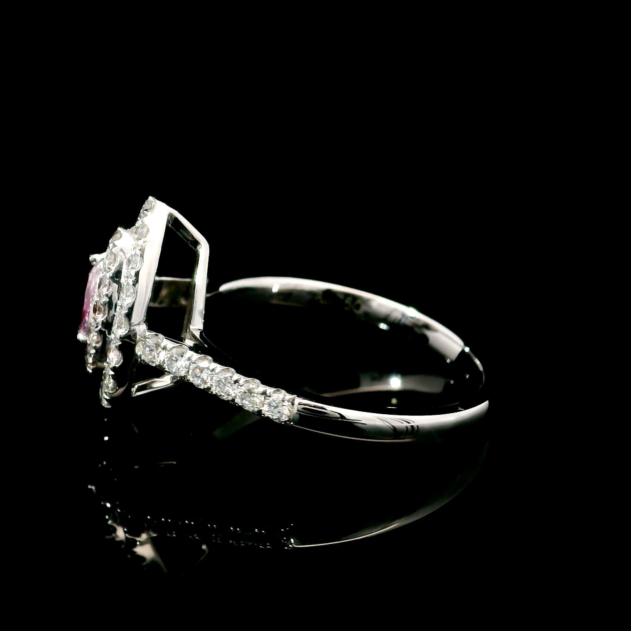 AGL Certified 0.19 Carat Fancy Pink VS Clarity Diamond Ring For Sale 1