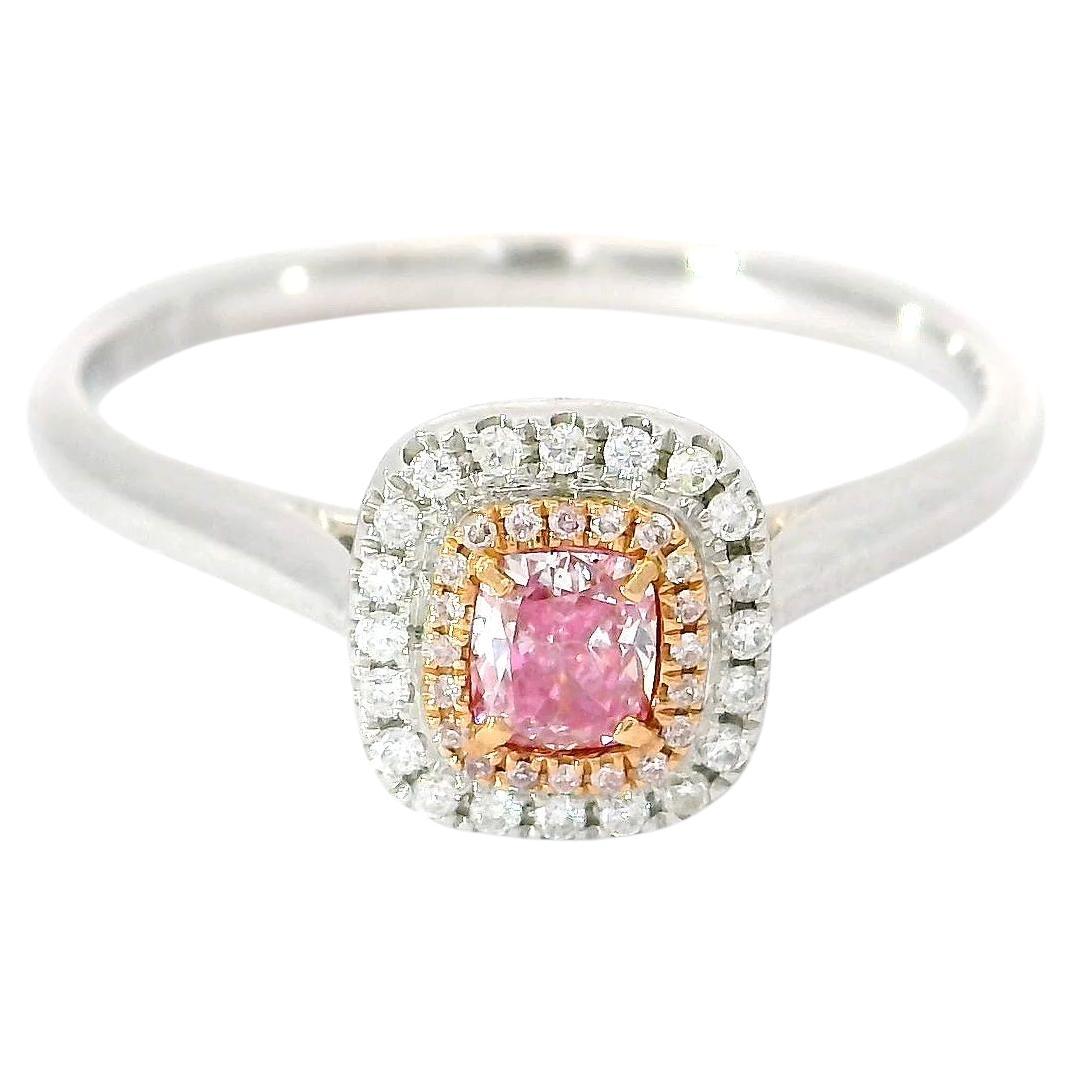 AGL Certified 0.19 Carat Fancy Pink VS Clarity Diamond Ring For Sale