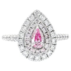 Anello con diamante certificato AGL da 0.19 carati Fancy Pink VS Clarity