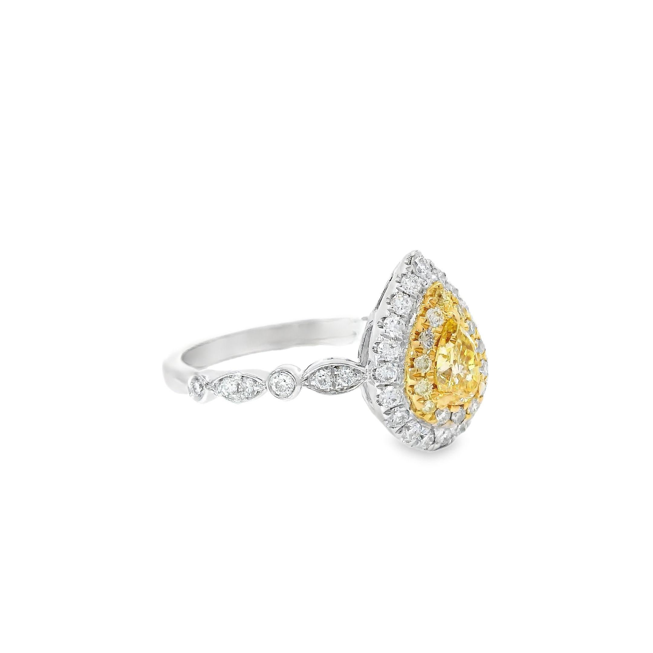 Women's AGL Certified 0.233 Carat Fancy Intense Yellow VS Clarity Diamond Ring For Sale