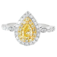 Anello con diamante certificato AGL da 0.233 carati, di colore giallo intenso e purezza VS
