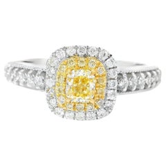 Anello con diamante certificato AGL da 0.235 carati, di colore giallo intenso e purezza VS