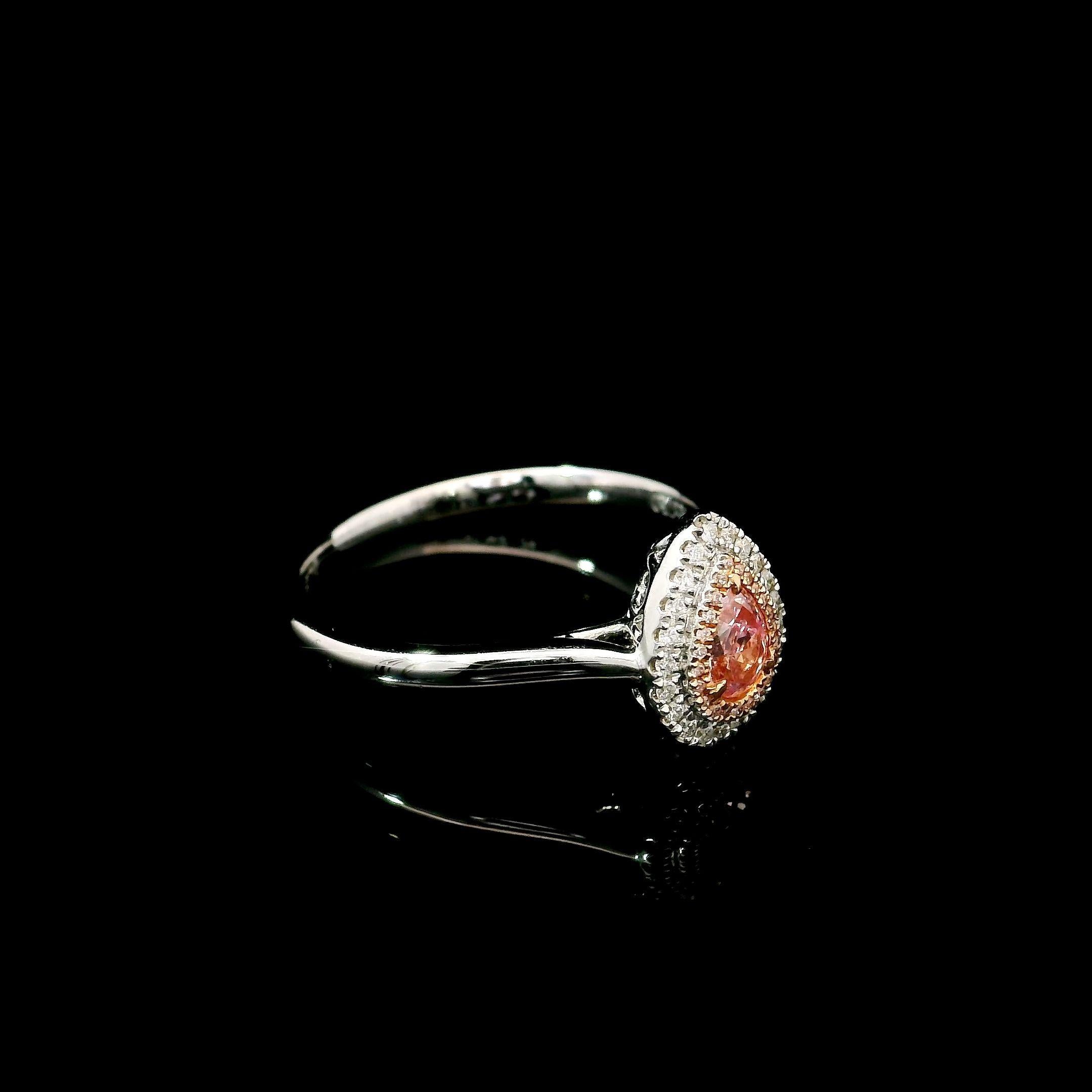 Pear Cut AGL Certified 0.24 Carat Fancy Pink VS Clarity Diamond Ring For Sale