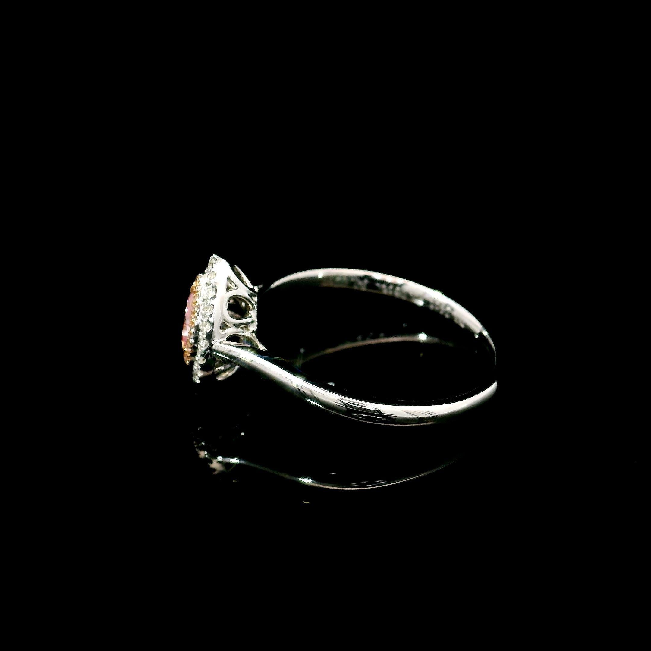 AGL Certified 0.24 Carat Fancy Pink VS Clarity Diamond Ring For Sale 1
