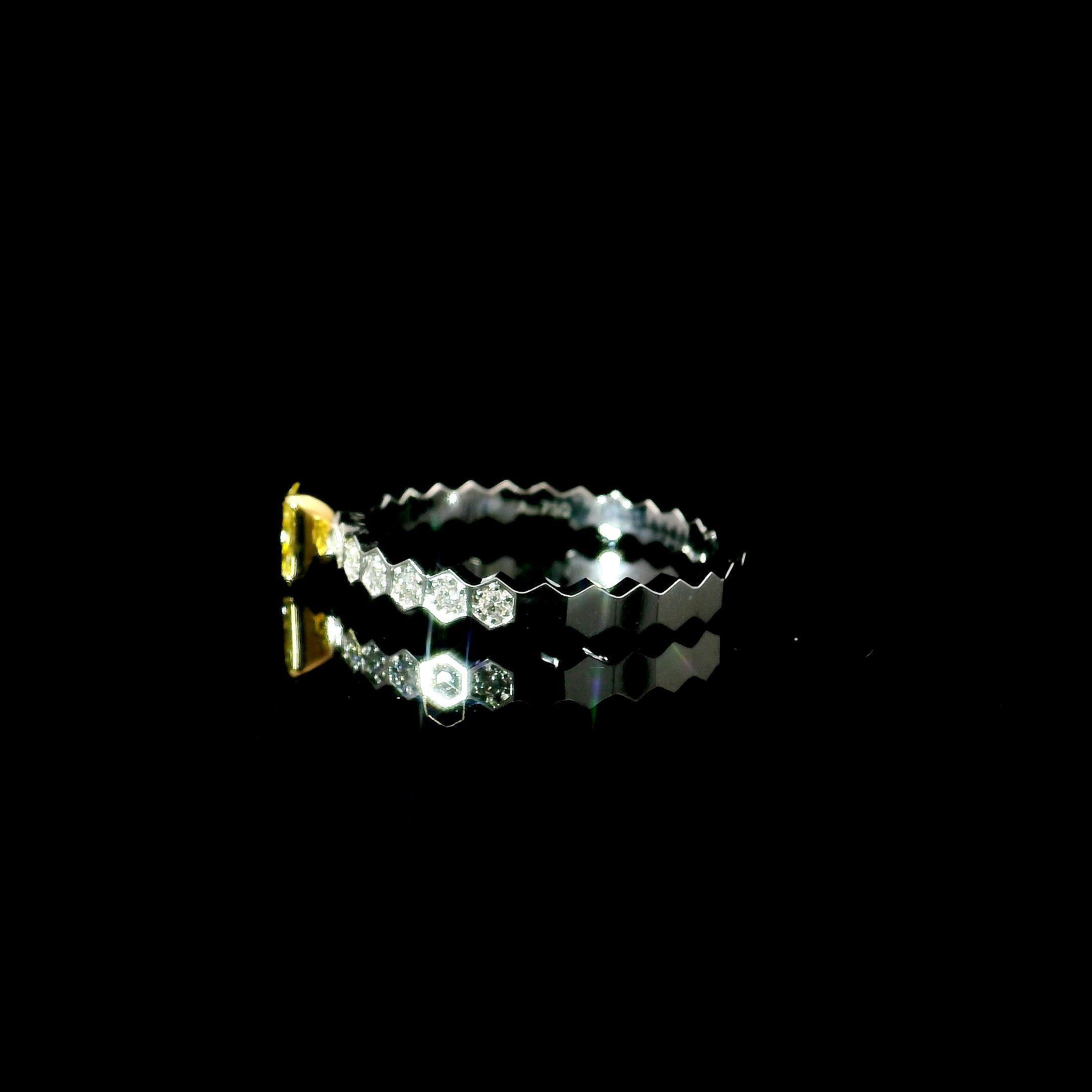 AGL Certified 0.243 Carat Fancy Intense Yellow VS Clarity Diamond Ring For Sale 2
