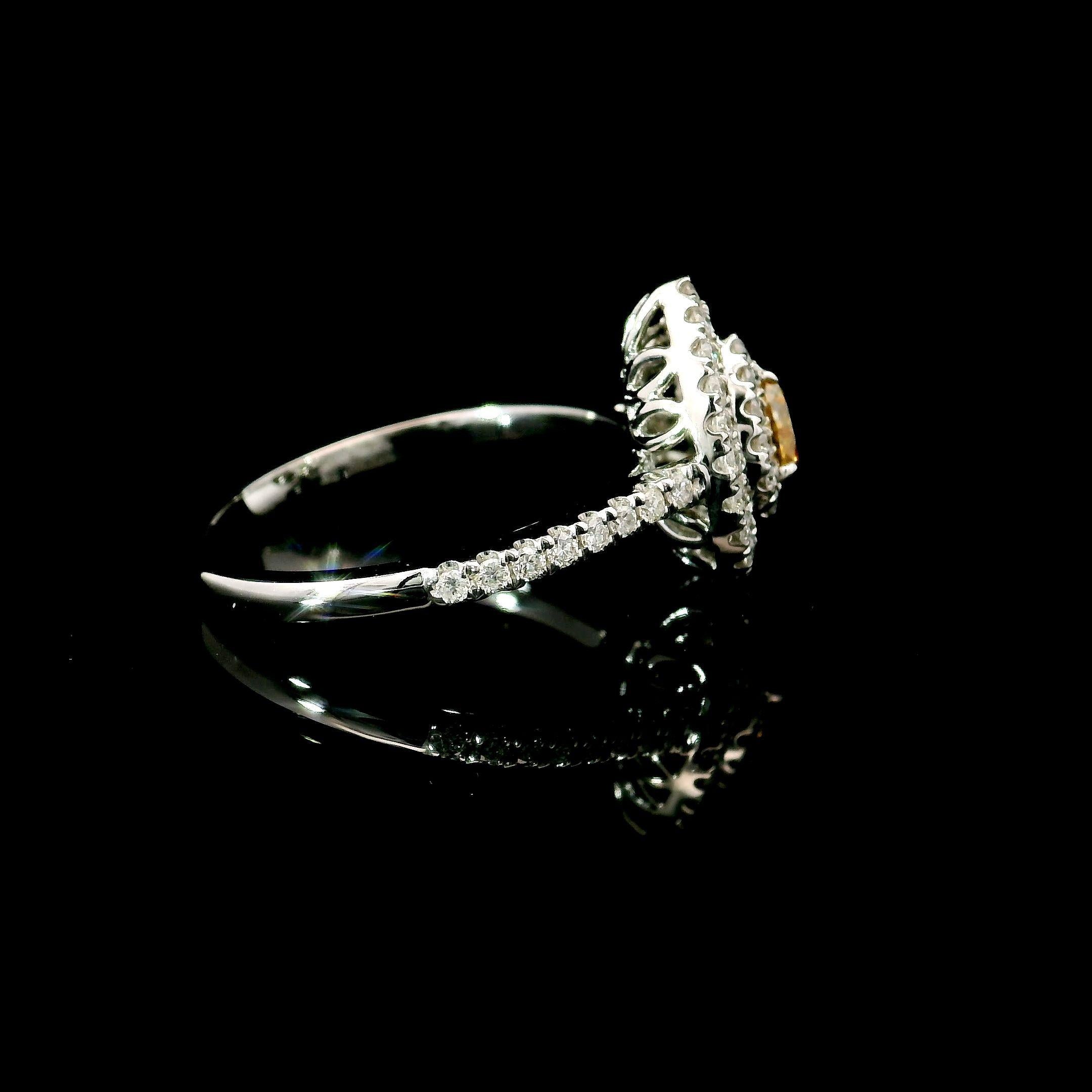 AGL Certified 0.243 Carat Fancy Intense Yellow VS Clarity Diamond Ring For Sale 2
