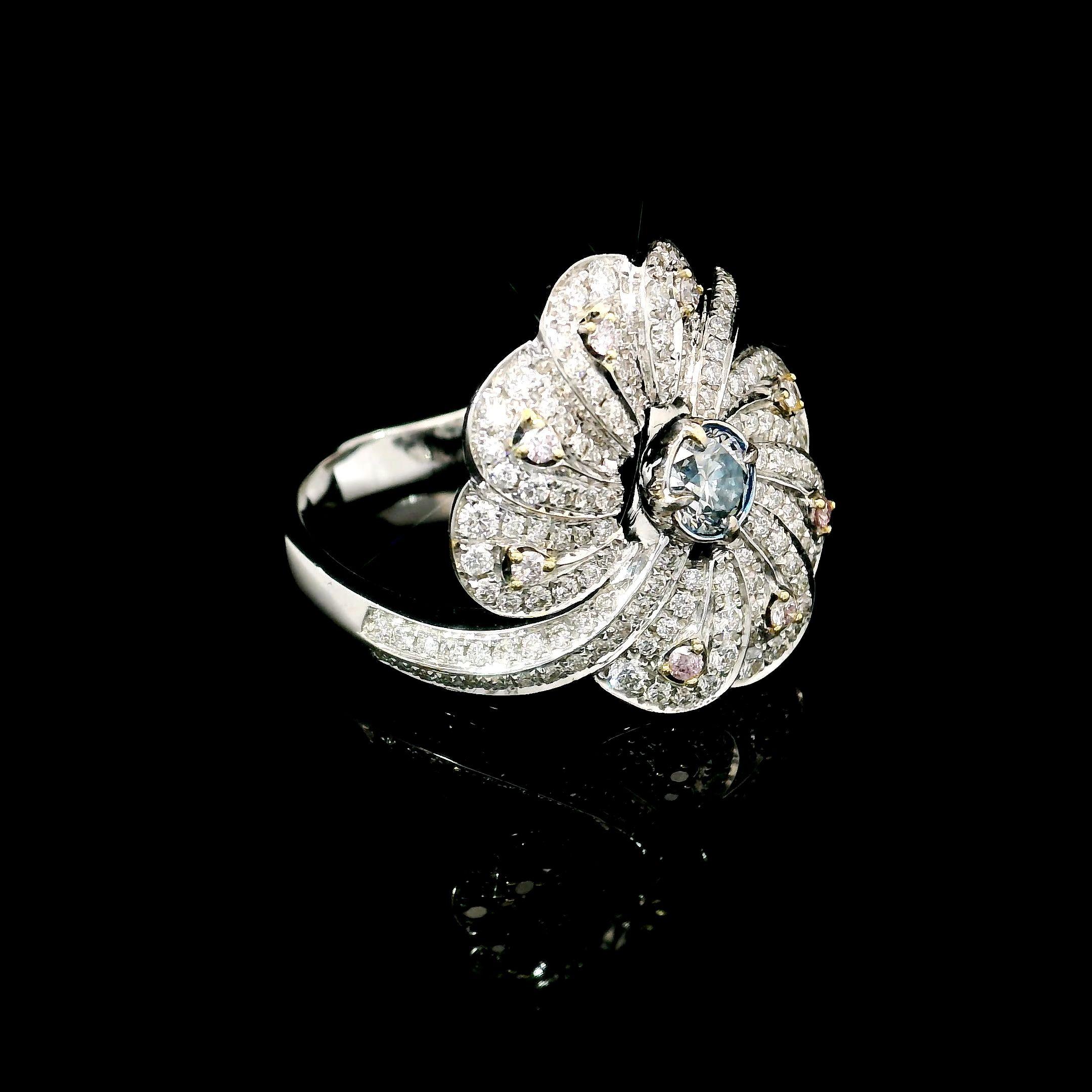 AGL Certified 0.25 Carat Fancy Blue SI Clarity Diamond Ring In New Condition For Sale In บางรัก, TH