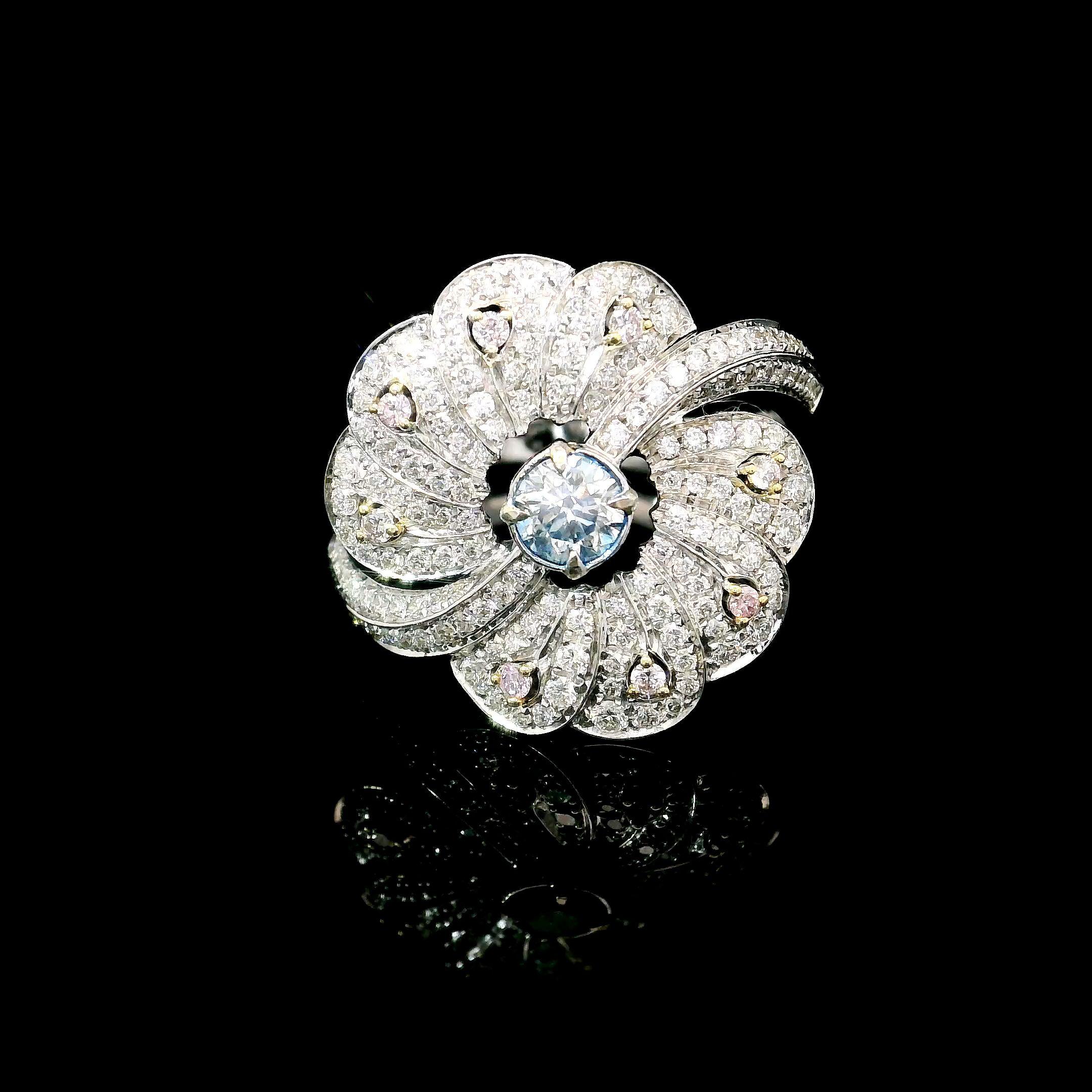 Women's or Men's AGL Certified 0.25 Carat Fancy Blue SI Clarity Diamond Ring For Sale