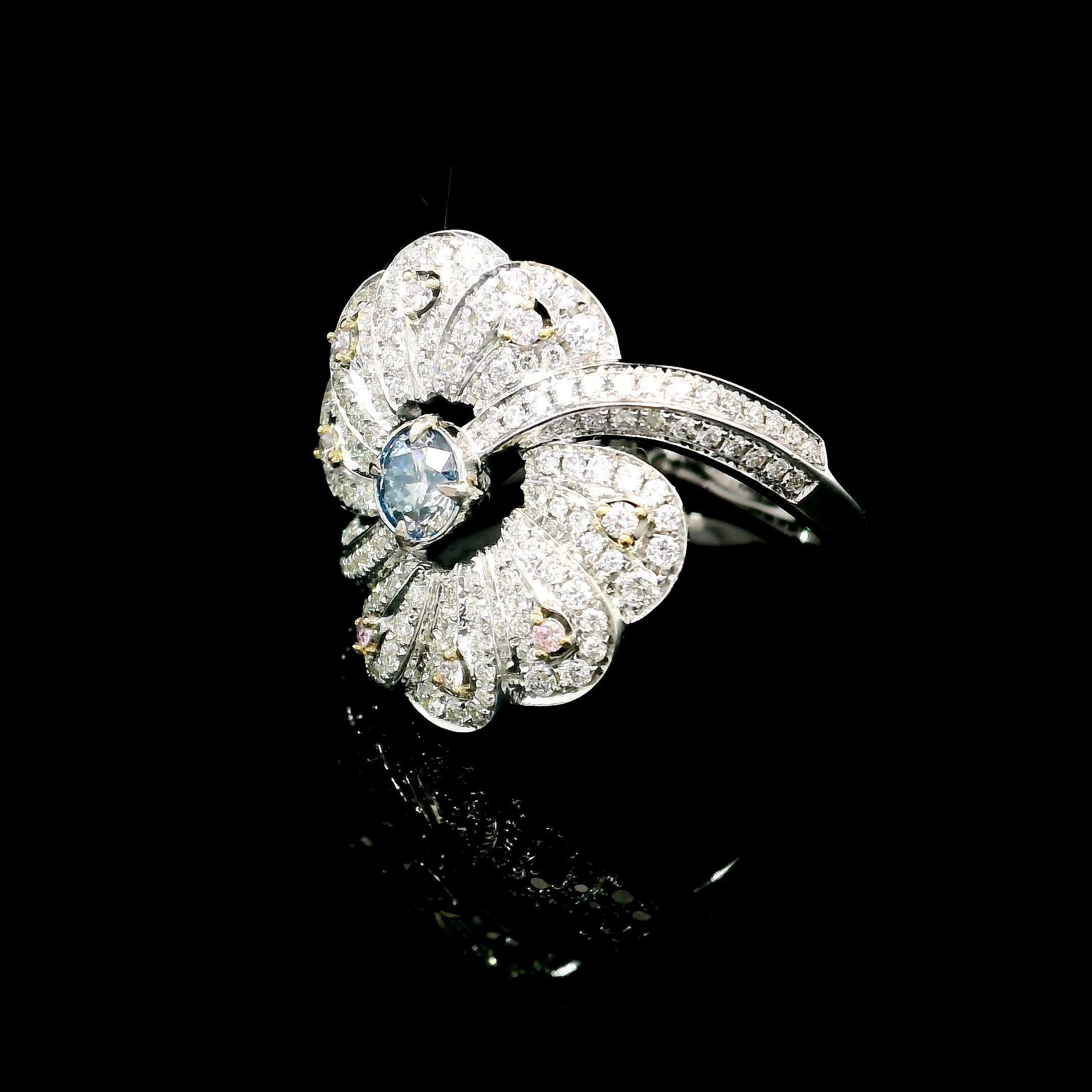 AGL Certified 0.25 Carat Fancy Blue SI Clarity Diamond Ring For Sale 1