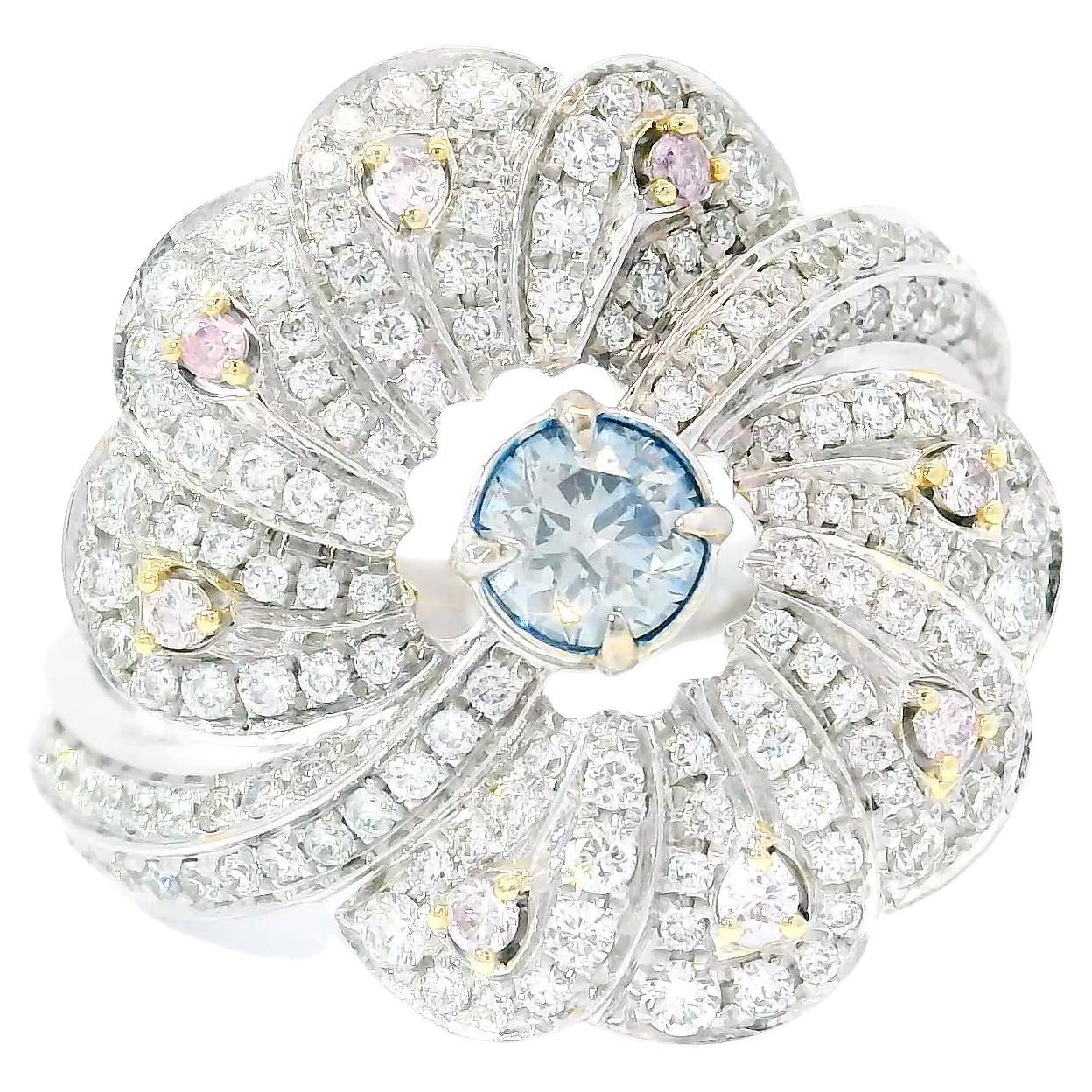 AGL Certified 0.25 Carat Fancy Blue SI Clarity Diamond Ring