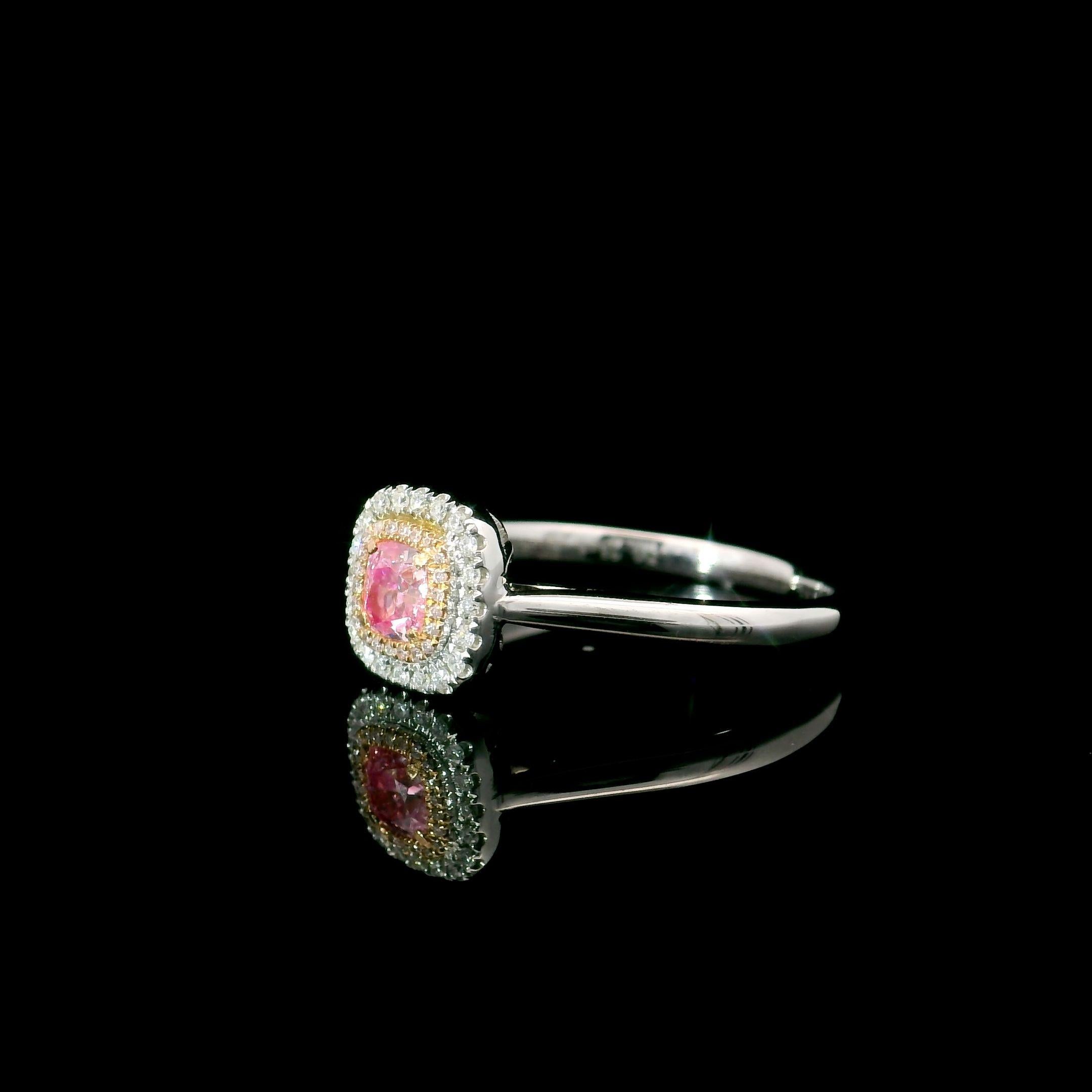 AGL Certified 0.25 Carat Fancy Pink VS Clarity Diamond Ring In New Condition For Sale In บางรัก, TH
