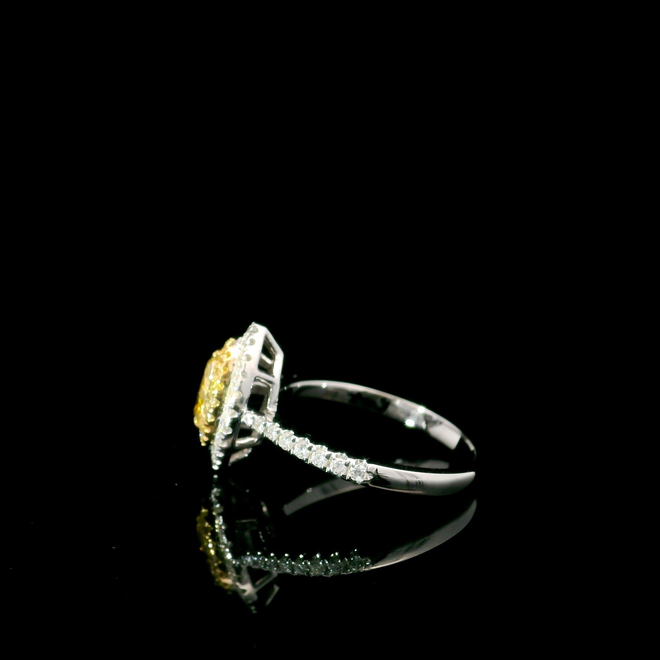 AGL Certified 0.251 Carat Fancy Intense Yellow VS Clarity Diamond Ring For Sale 2