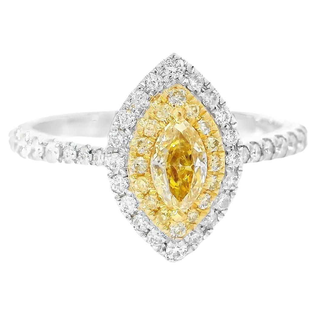 AGL Certified 0.251 Carat Fancy Intense Yellow VS Clarity Diamond Ring For Sale
