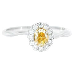 AGL Certified 0.255 Carat Fancy Vivid Yellow SI Clarity Diamond Ring