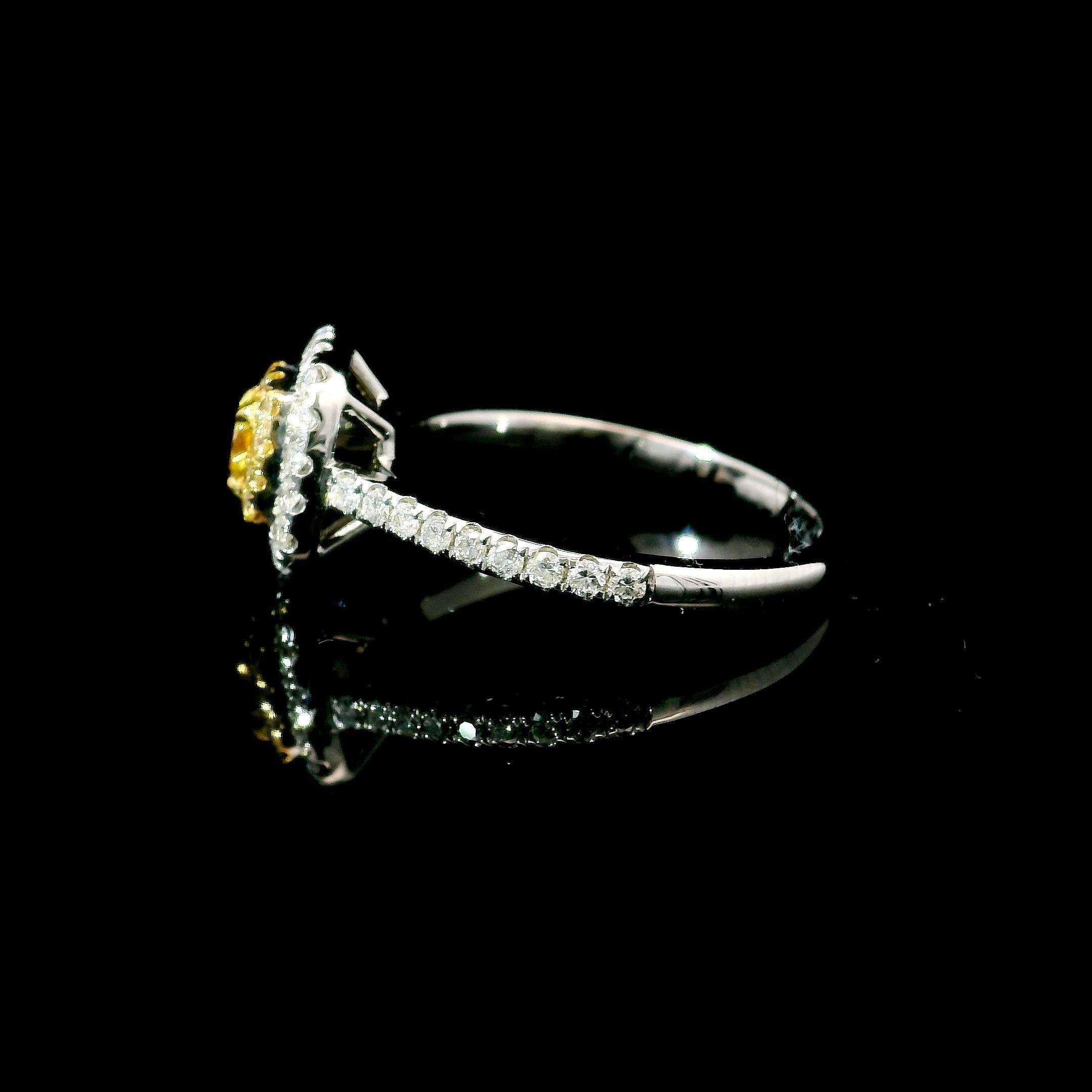 AGL Certified 0.269 Carat Fancy Yellow SI Clarity Diamond Ring For Sale 1
