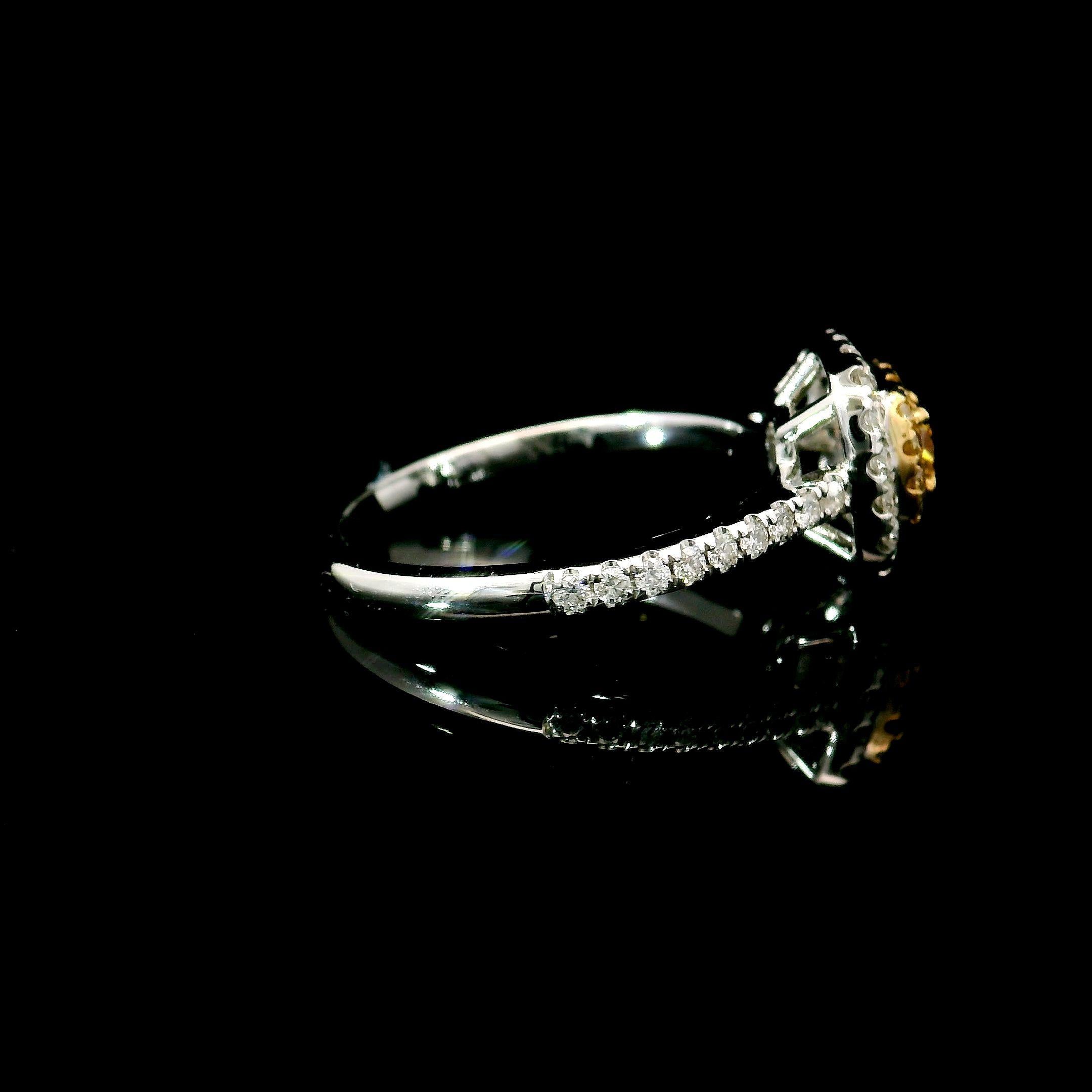 AGL Certified 0.269 Carat Fancy Yellow SI Clarity Diamond Ring For Sale 2