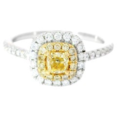 AGL zertifizierter 0.269 Karat Fancy Yellow SI Clarity Diamantring