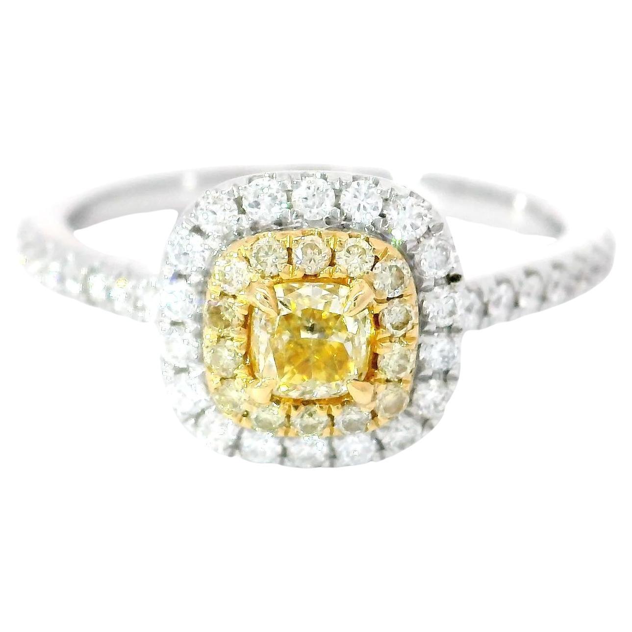 AGL Certified 0.269 Carat Fancy Yellow SI Clarity Diamond Ring