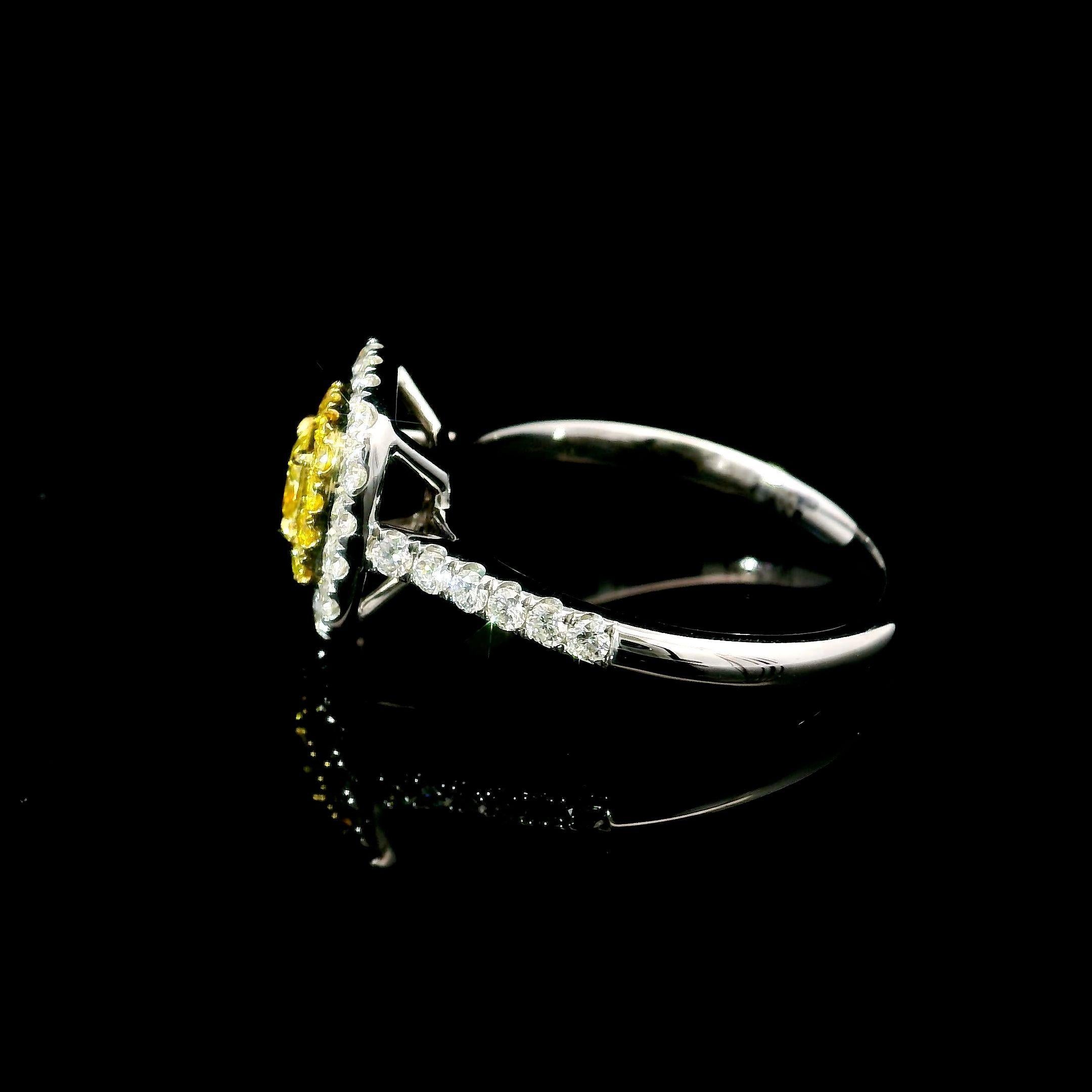 AGL Certified 0.27 Carat Fancy Yellow SI Clarity Diamond Ring For Sale 1