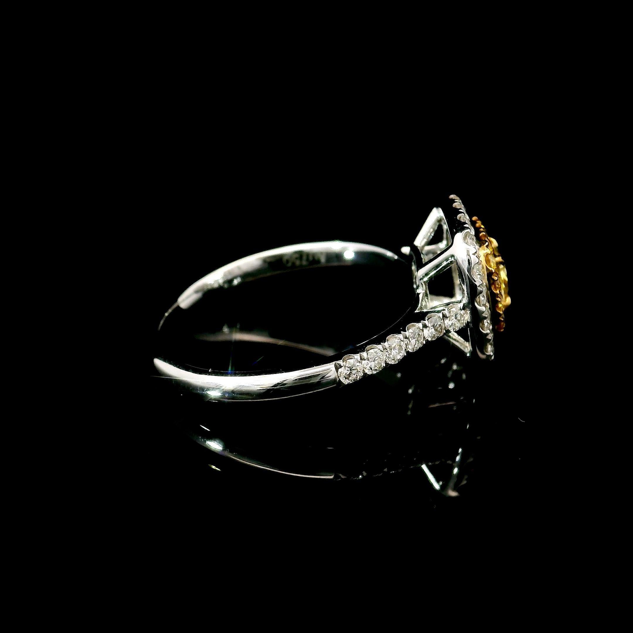 AGL Certified 0.27 Carat Fancy Yellow SI Clarity Diamond Ring For Sale 2