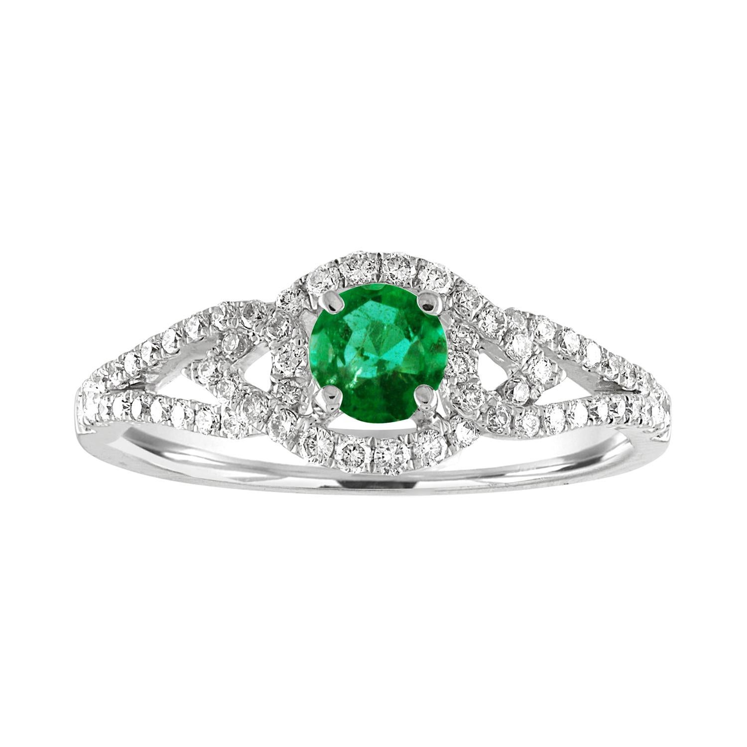 AGL Certified 0.28 Carat Emerald Diamond Gold Ring For Sale