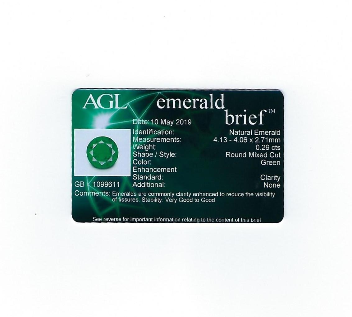 AGL-zertifizierter 0.29 Karat Smaragd-Diamant-Goldring im Angebot 4