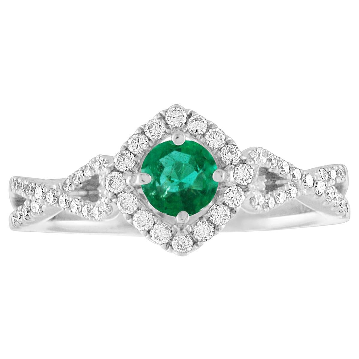 AGL Certified 0.29 Carat Emerald Diamond Gold Ring For Sale