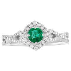 AGL Certified 0.29 Carat Emerald Diamond Gold Ring