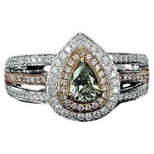 AGL Certified 0.30 Carat Fancy Green Diamond Ring VS Clarity For Sale