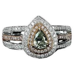 Bague fantaisie en diamant vert de 0.30 carat certifié AGL, pureté VS