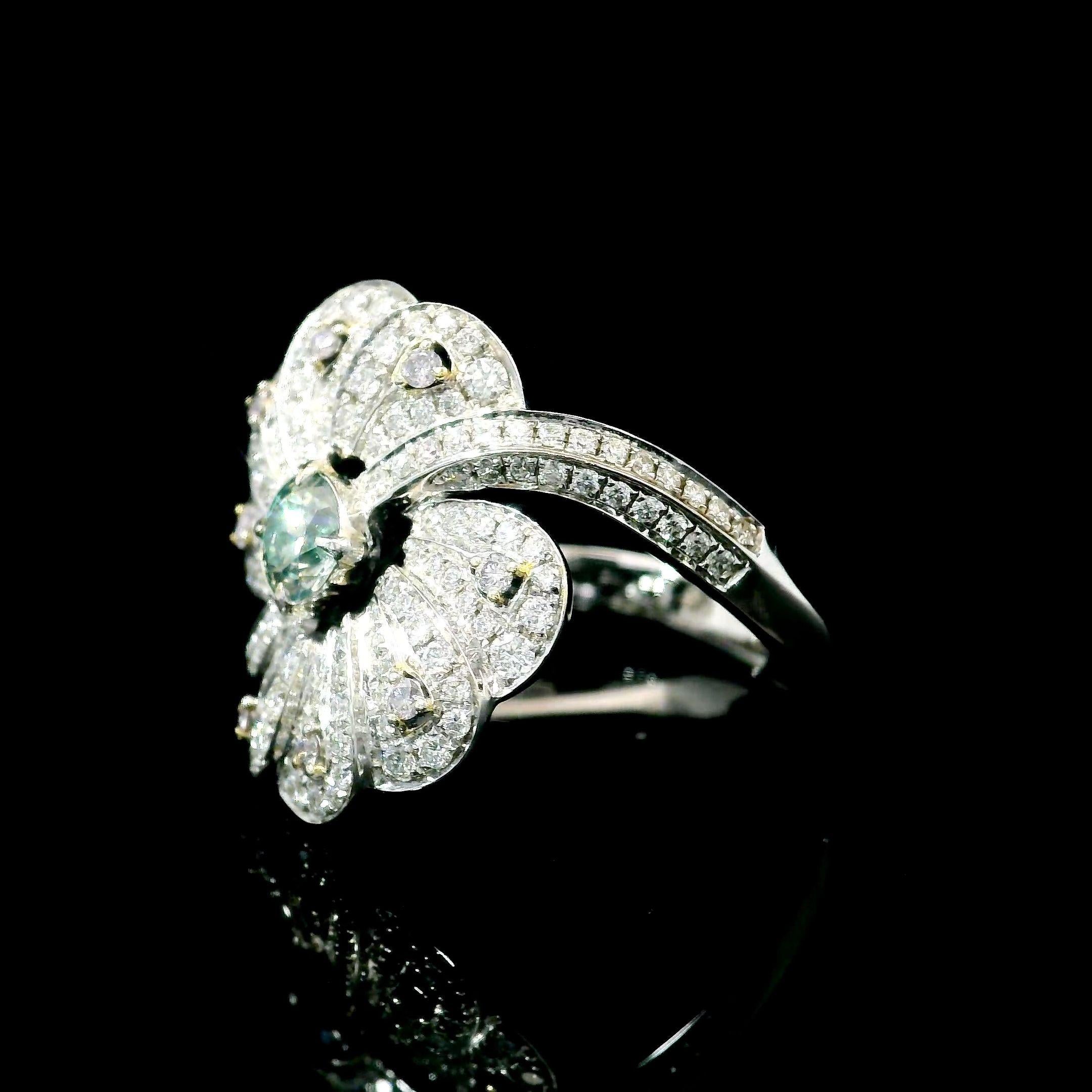 Taille ronde Bague avec diamant vert fantaisie certifié AGL de 0.30 carat de pureté VS en vente