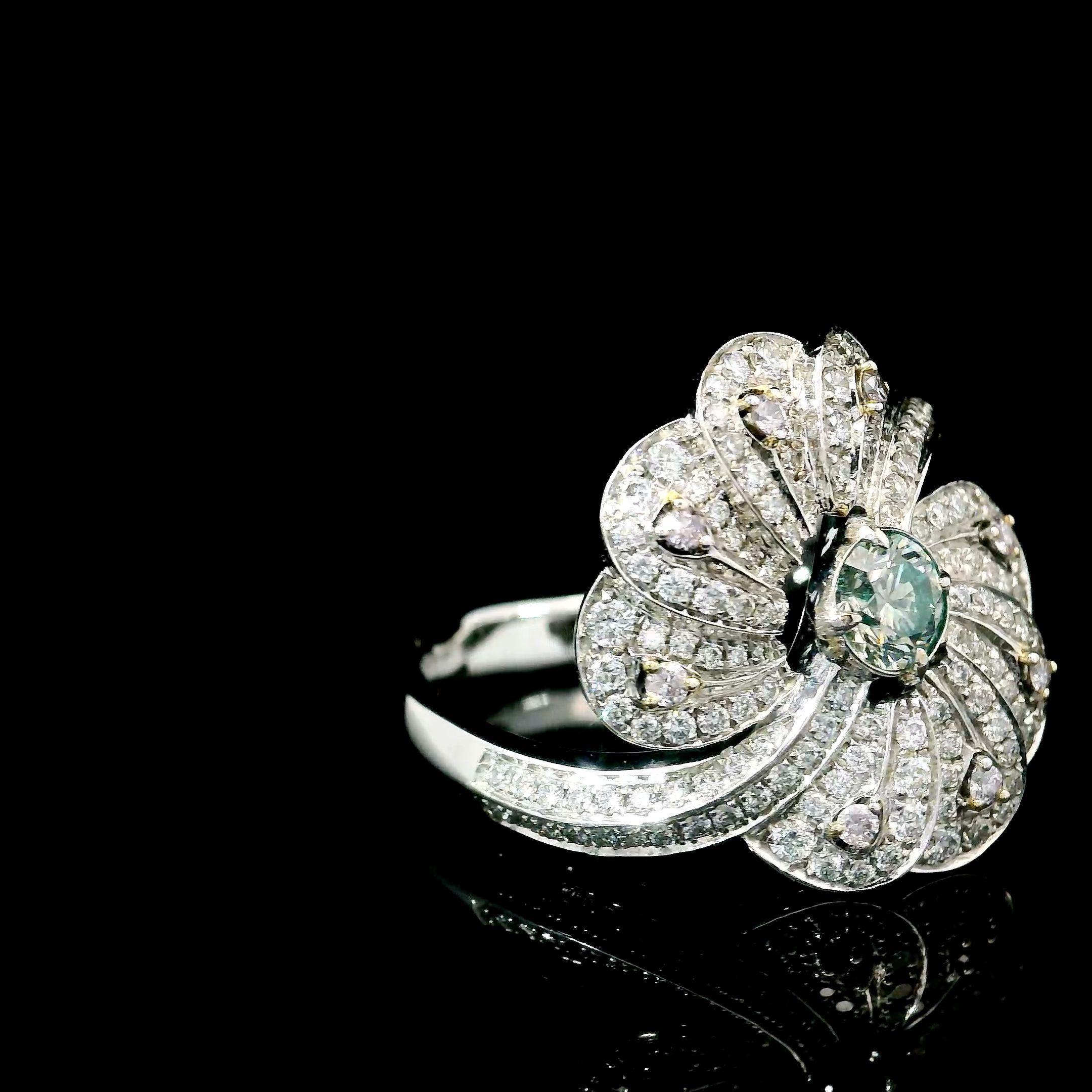 Bague avec diamant vert fantaisie certifié AGL de 0.30 carat de pureté VS Neuf - En vente à บางรัก, TH
