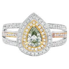 Anello con diamante certificato AGL da 0.30 carati, di colore verde e di chiarezza VS