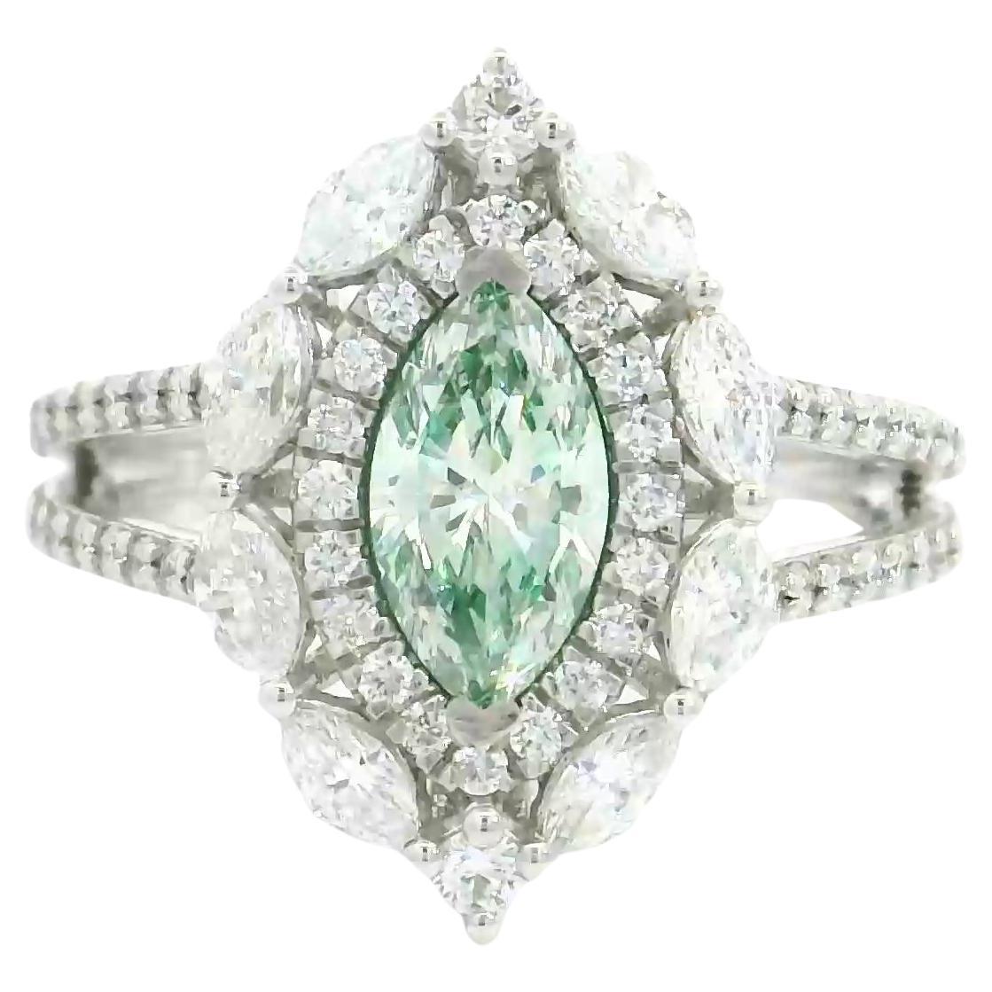 GIA Certified 0.66 Carat Light Yellow Green SI1 Clarity Diamond Ring