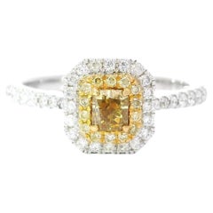 Bague avec diamant jaune brunâtre fantaisie de 0,32 carat de pureté VS certifié AGL