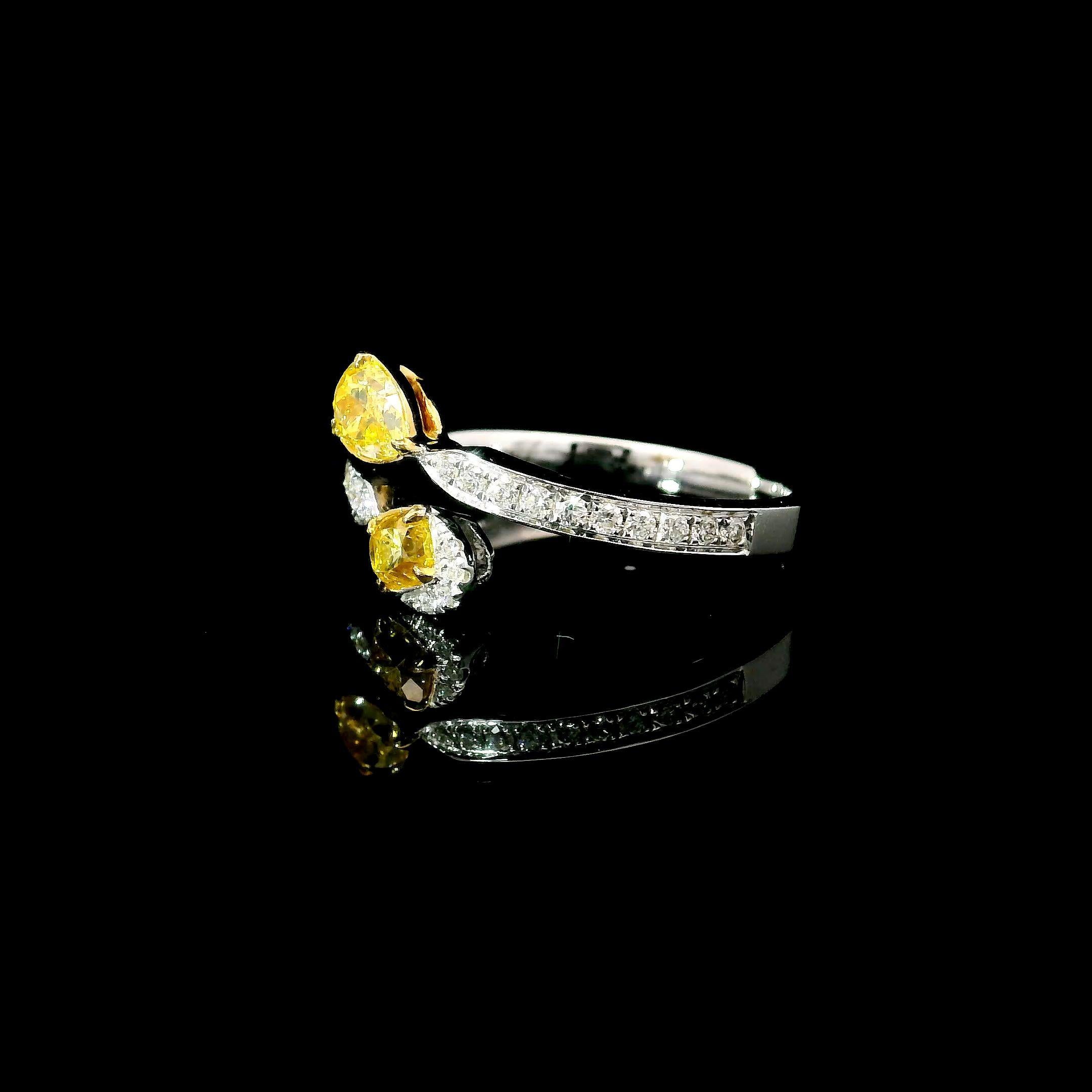 AGL Certified 0.324 / 0.226 Carat Fancy Intense Yellow VS Clarity Diamond Ring In New Condition For Sale In บางรัก, TH