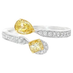 Anello con diamante certificato AGL da 0,324 / 0,226 carati, di colore giallo intenso e purezza VS