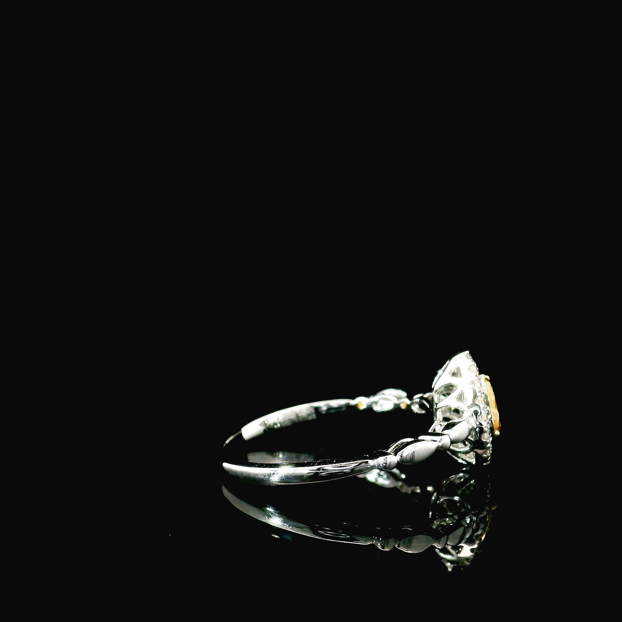 AGL Certified 0.324 Carat Fancy Vivid Yellow VS Clarity Diamond Ring For Sale 1
