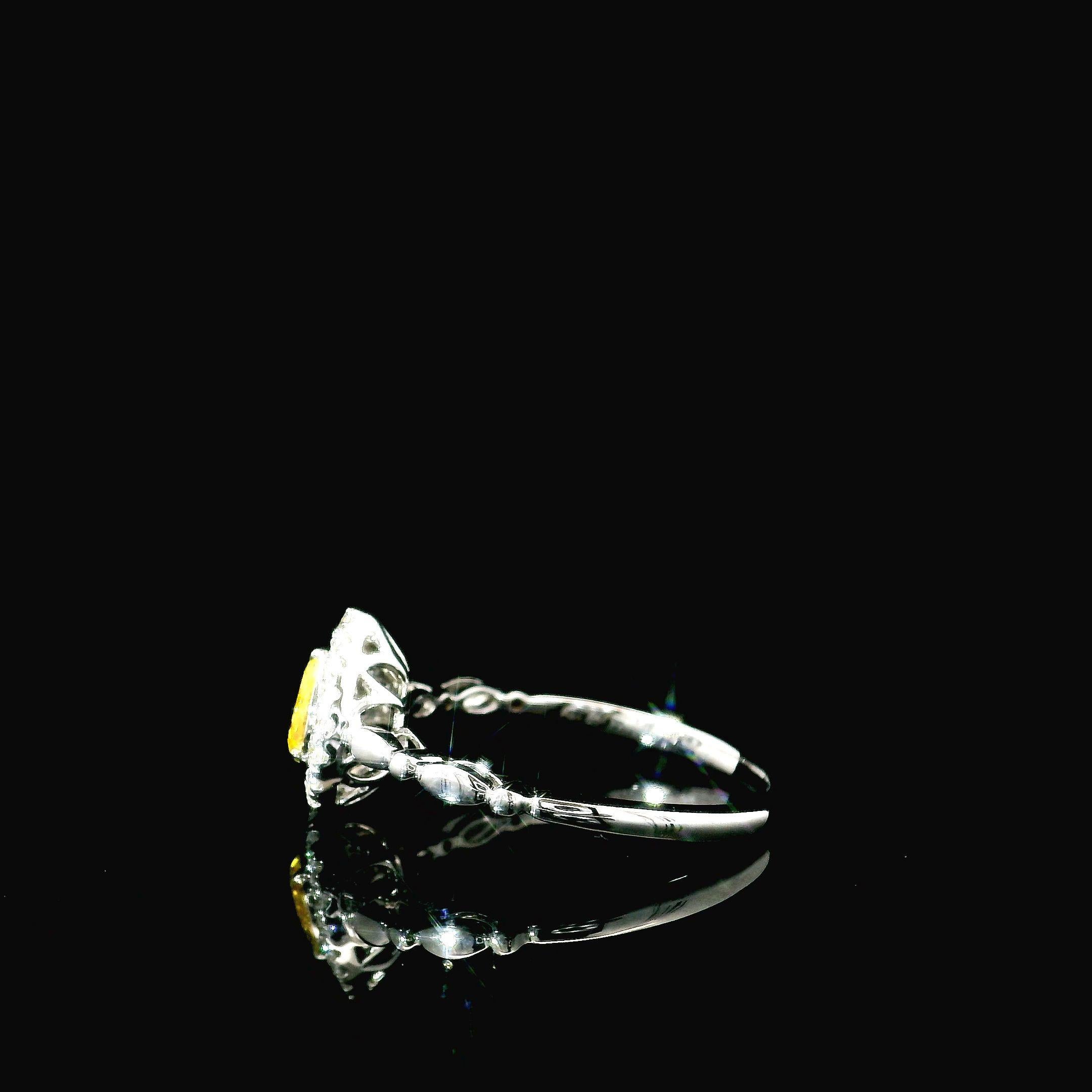 AGL Certified 0.324 Carat Fancy Vivid Yellow VS Clarity Diamond Ring For Sale 2
