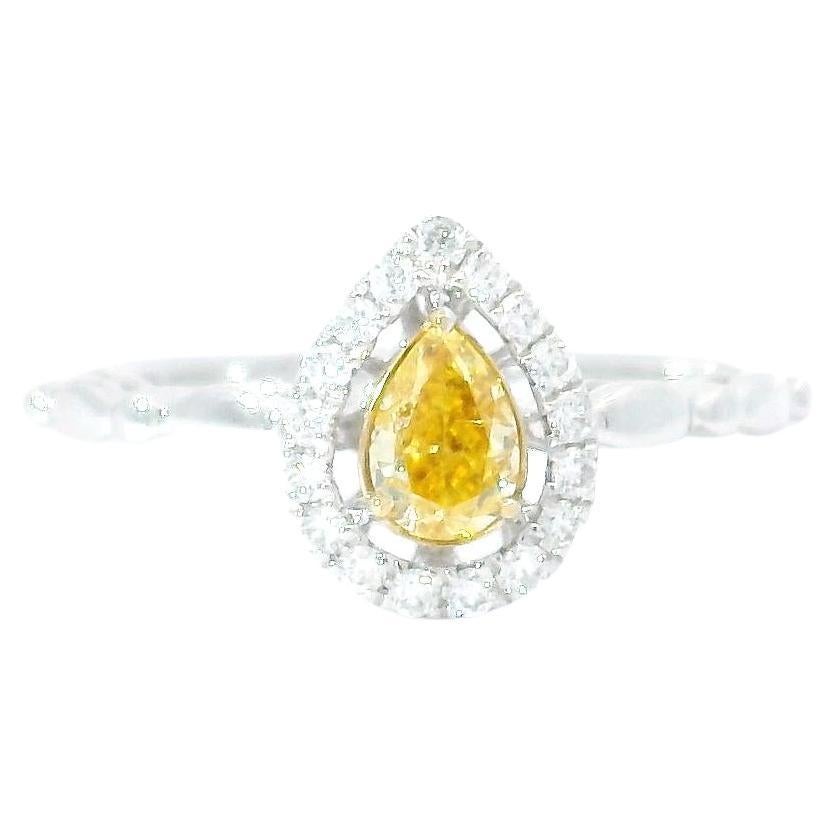 AGL Certified 0.324 Carat Fancy Vivid Yellow VS Clarity Diamond Ring