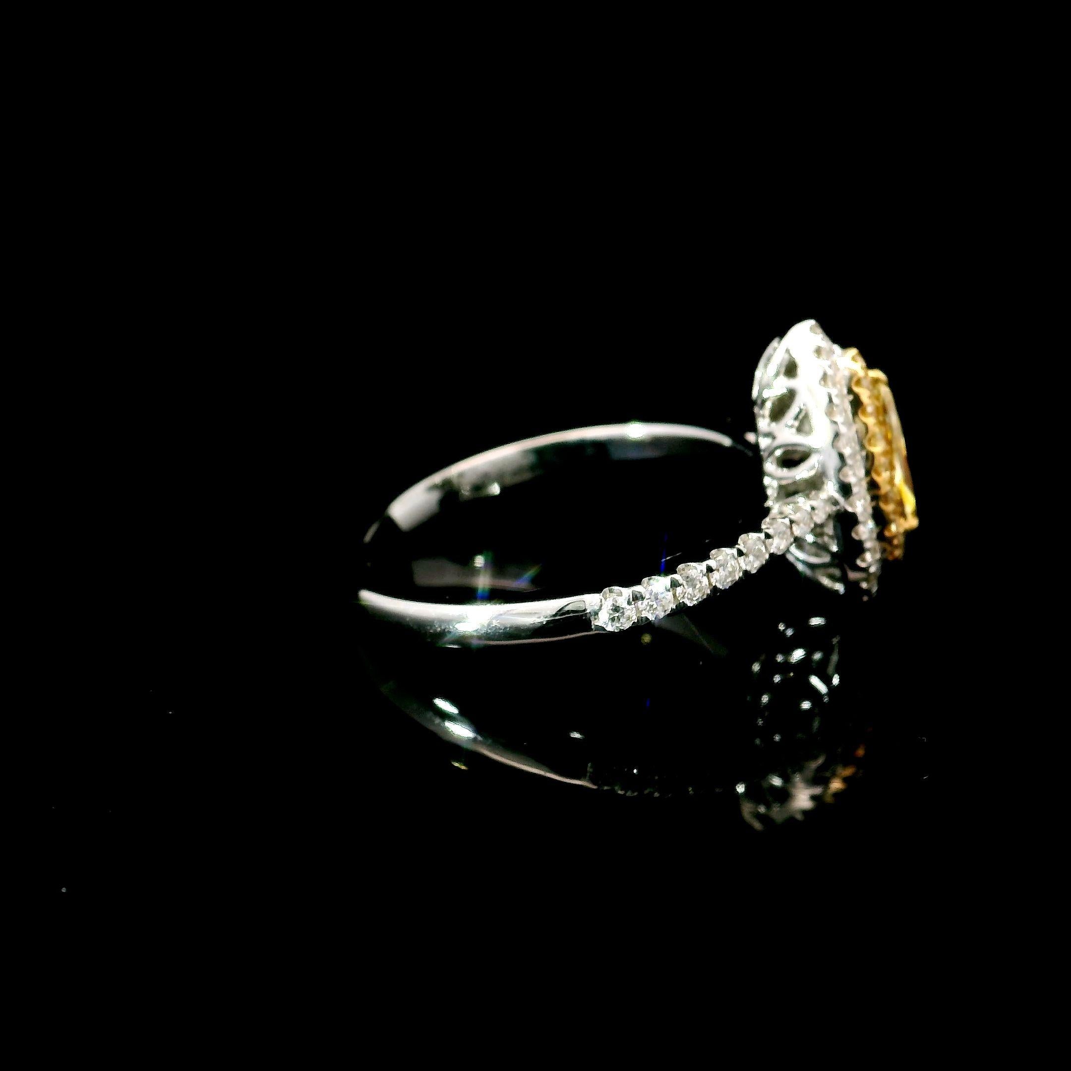 AGL Certified 0.341 Carat Fancy Yellow SI Clarity Diamond Ring For Sale 1