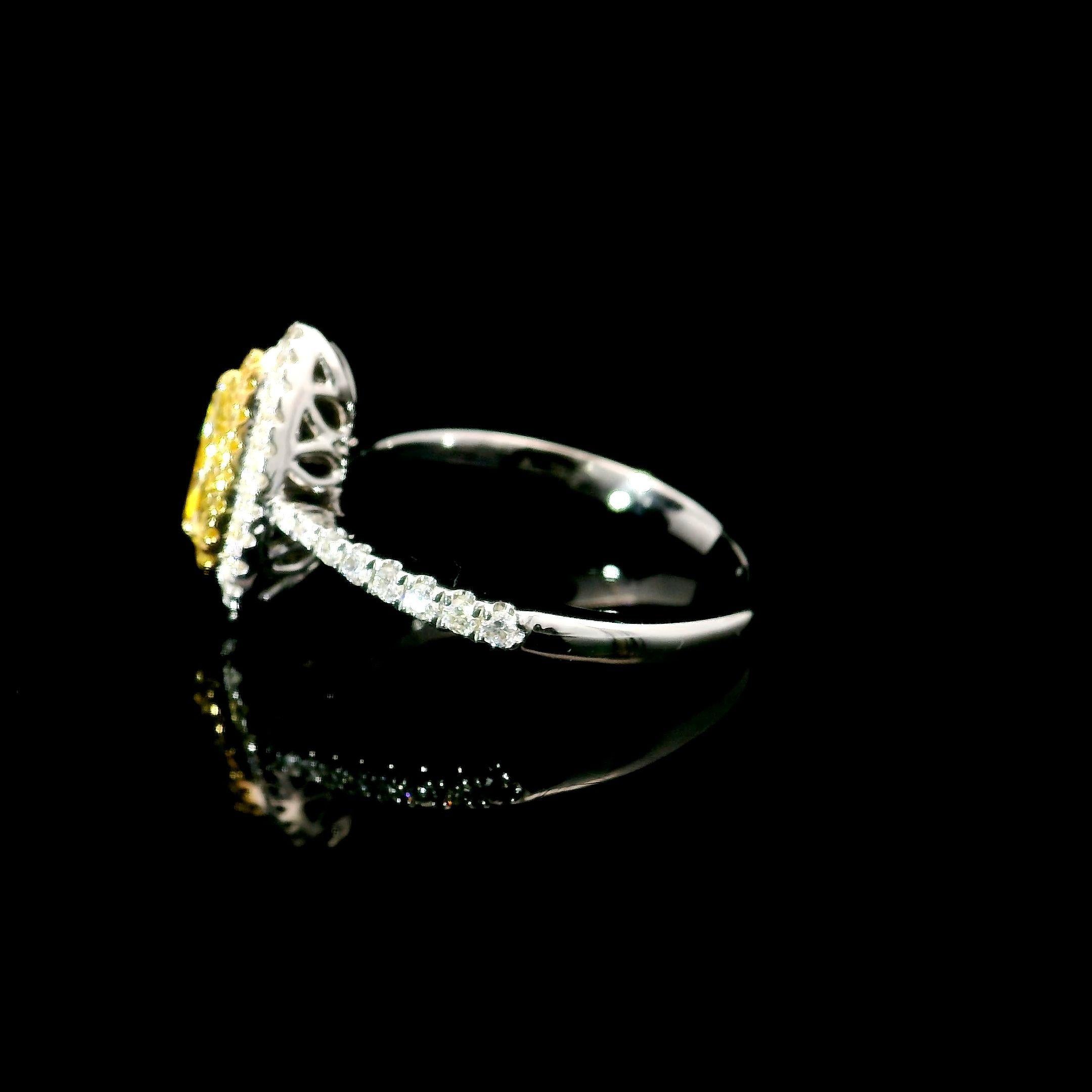 AGL Certified 0.341 Carat Fancy Yellow SI Clarity Diamond Ring For Sale 2
