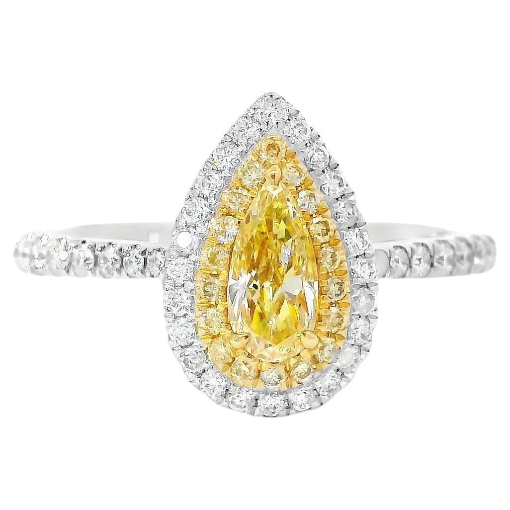 AGL Certified 0.341 Carat Fancy Yellow SI Clarity Diamond Ring For Sale