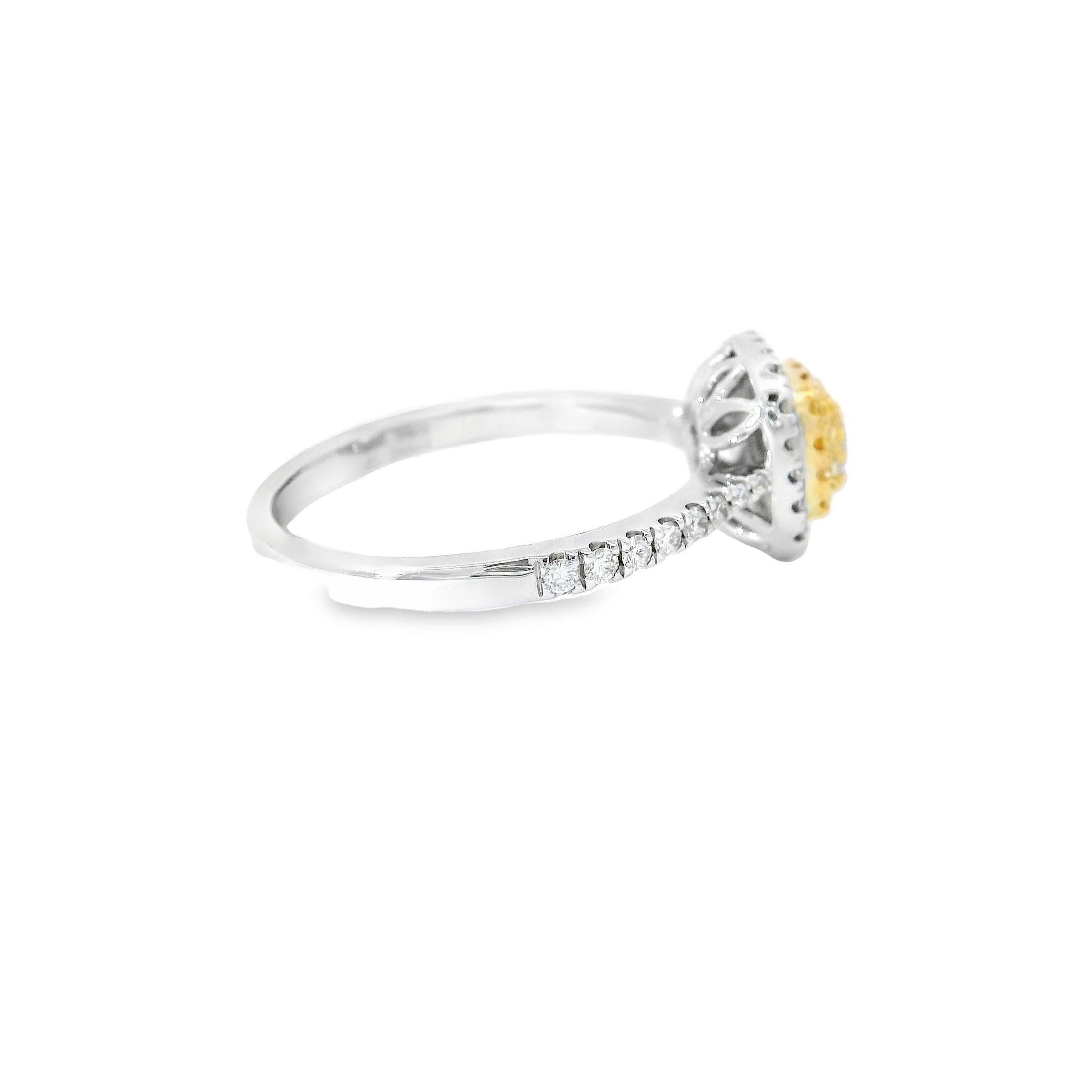 AGL Certified 0.344 Carat Fancy Intense Yellow VS Clarity Diamond Ring For Sale 1