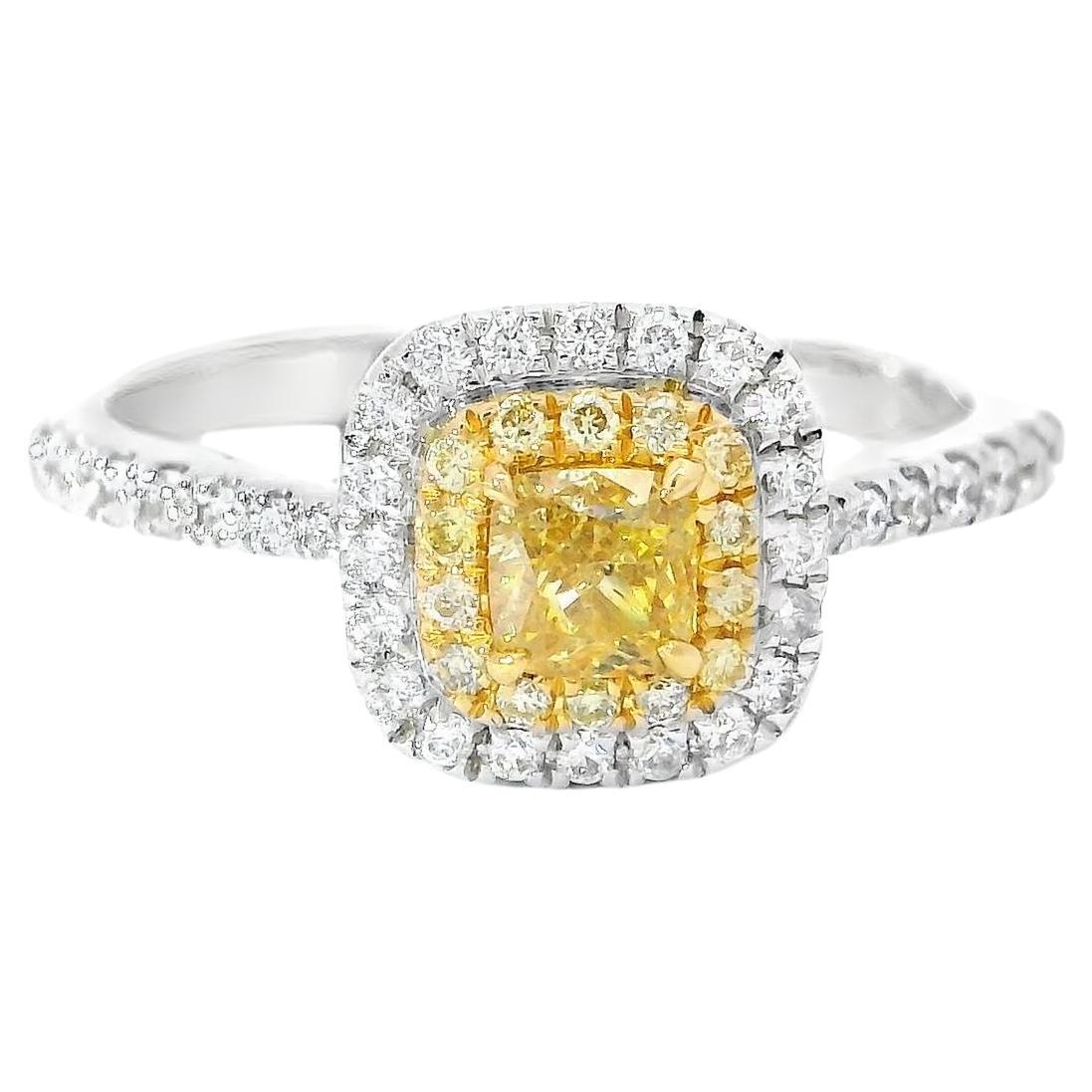 AGL Certified 0.344 Carat Fancy Intense Yellow VS Clarity Diamond Ring