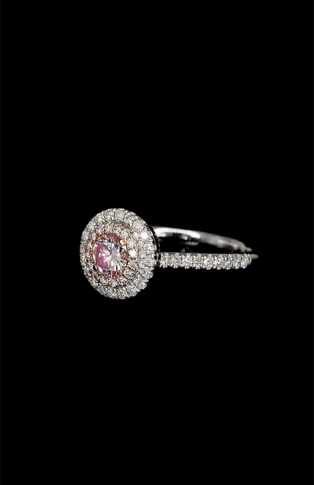 AGL Certified 0.353 Carat Fancy Light Pink Diamond Ring VS Clarity For Sale 2