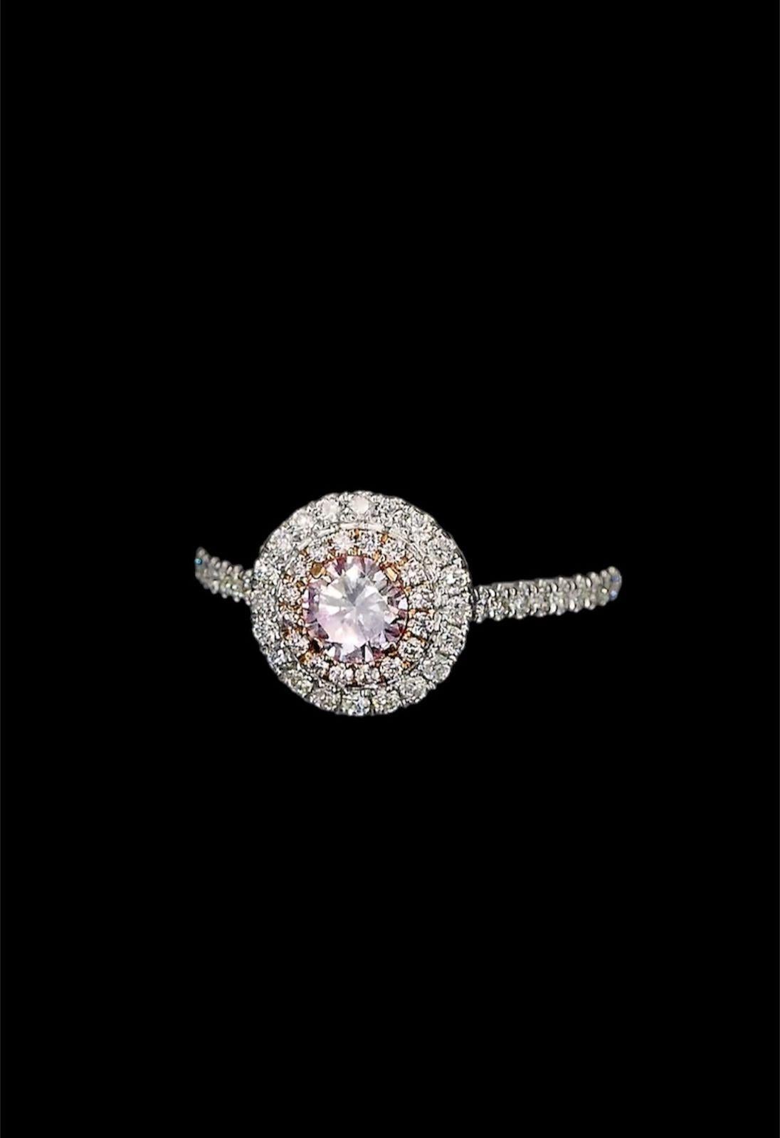 AGL Certified 0.353 Carat Fancy Light Pink Diamond Ring VS Clarity For Sale 3