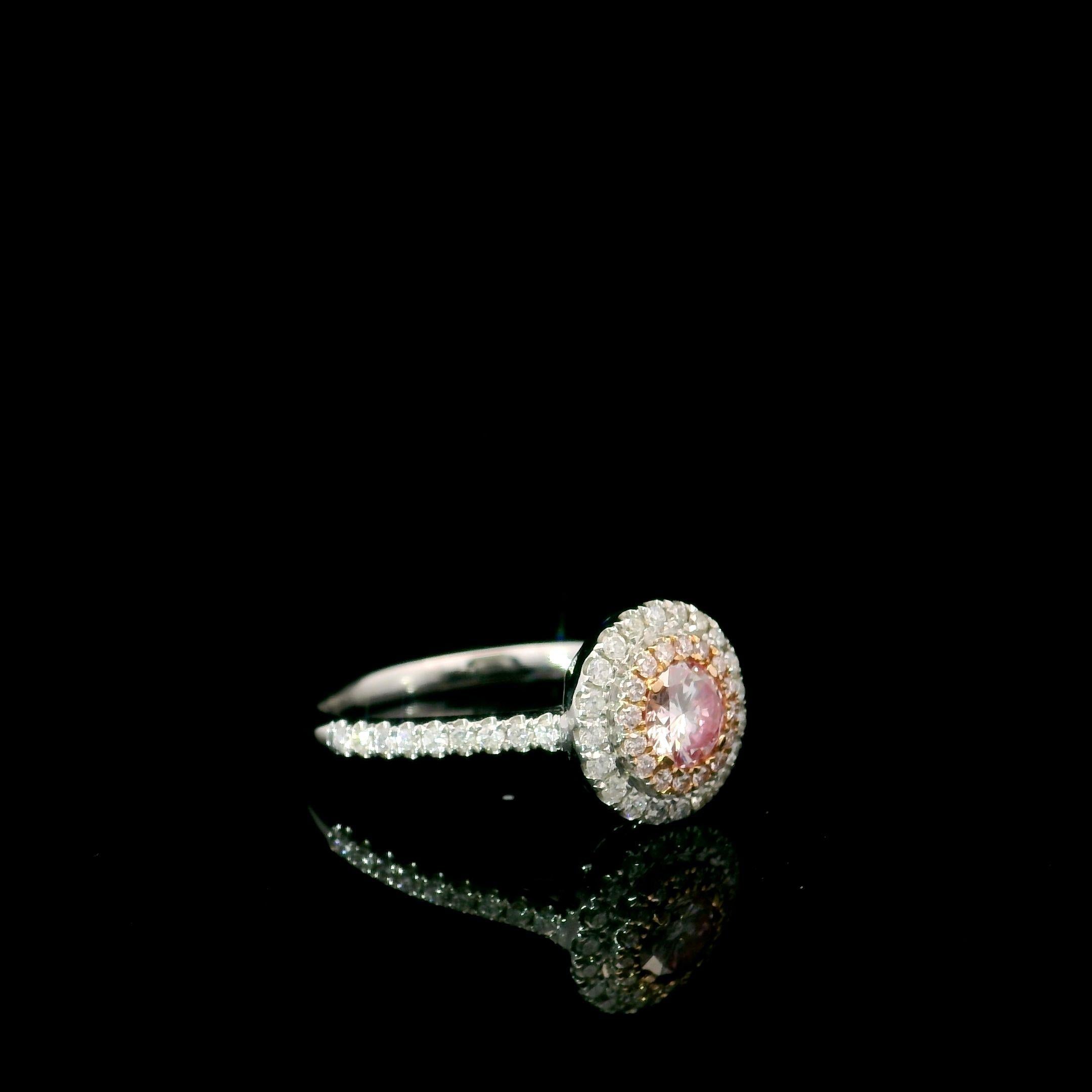 Round Cut AGL Certified 0.353 Carat Fancy Light Yellow VS Clarity Diamond Ring For Sale