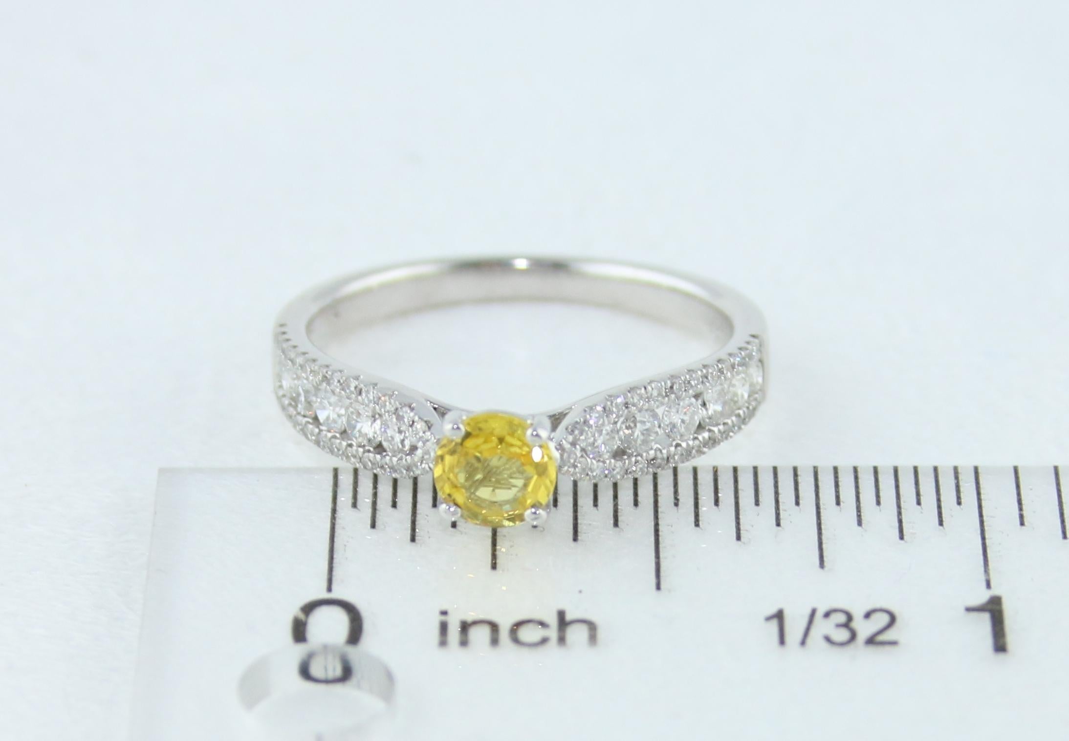 AGL Certified 0.42 Carat Yellow Sapphire Diamond Gold Ring For Sale 3